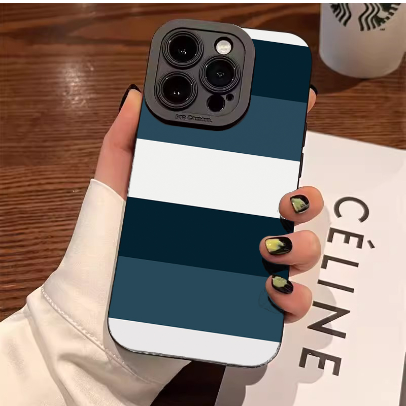 Phone Cases Galaxy S25 - Blue White Striped Pattern Phone Case