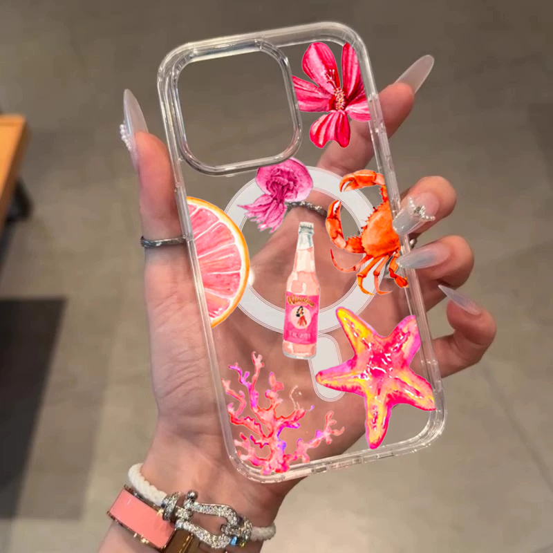 Phone Cases Burga - Sea Floral Illustration Seashells Romantic Transparent