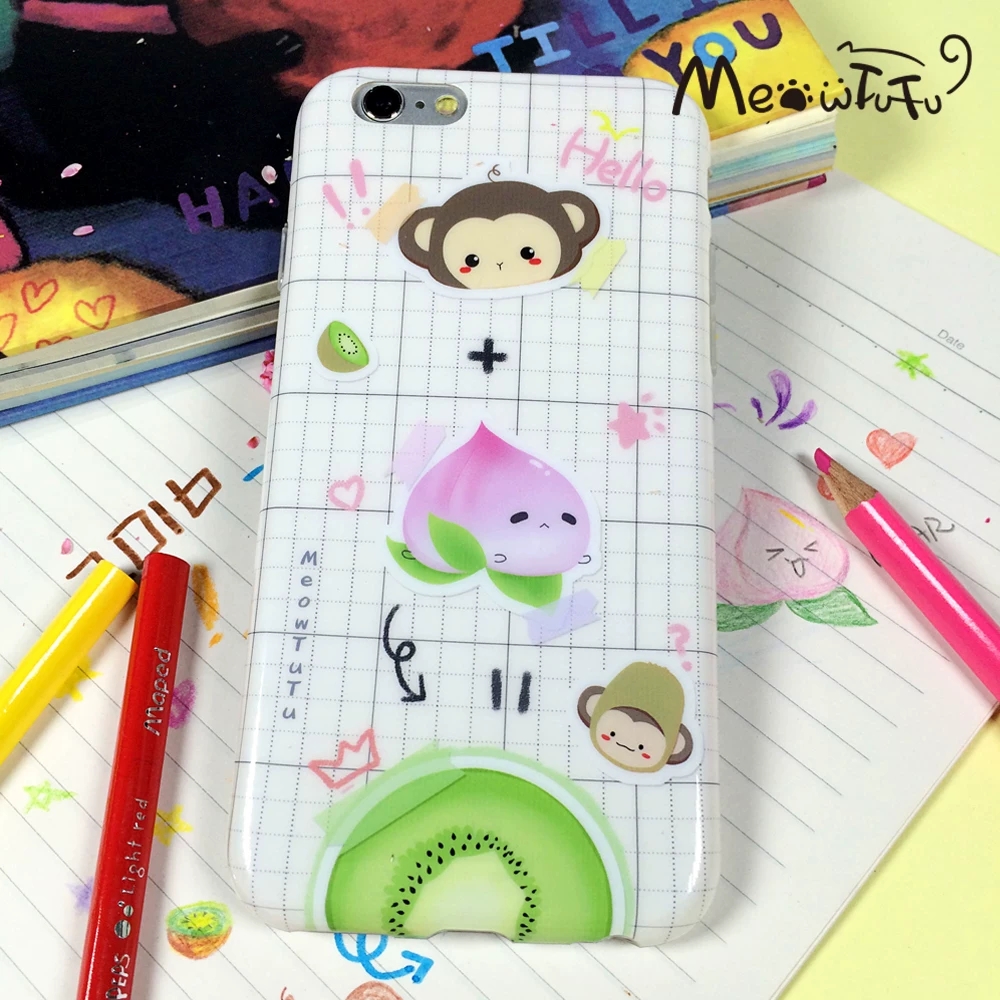 Phone Cases Xr Cute - Cute Monkey Peach Kiwi Kawaii White