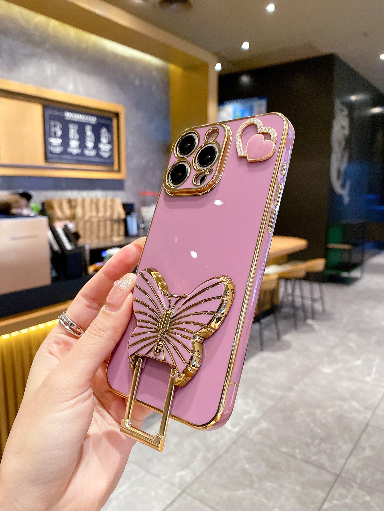 Phone Cases Best - Luxury Electroplating Love Decoration Butterfly Bracket