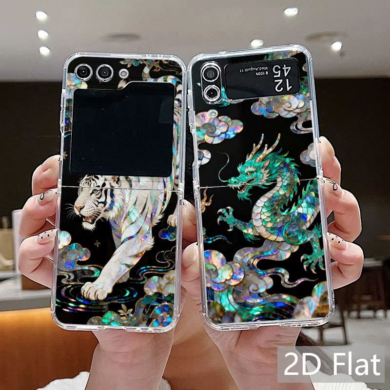 Phone Cases Z Fold 7 - Stylish Tiger Dragon Marble Texture Phone