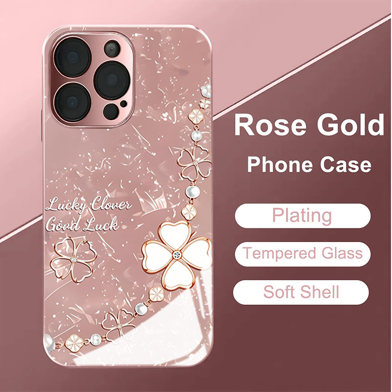 Vogue Pink Gold Clover Tempere - Phone Cases Vogue review and price