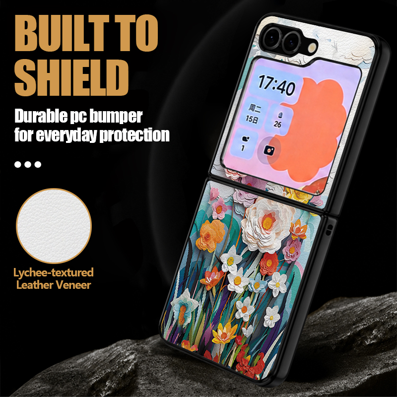 Simple Flower Pattern PU Leath - Phone Cases Z Fold 7 review and price