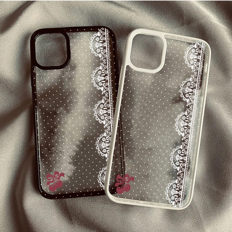 Cute Cherry Bow White Lace Pol - Phone Cases Xr Cute review and price