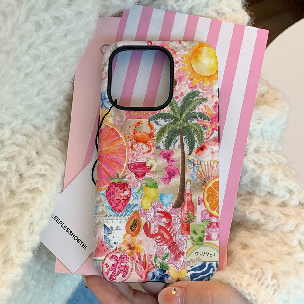 Ins Korean Pink Tropical Fruit - Phone Cases Burga review and price