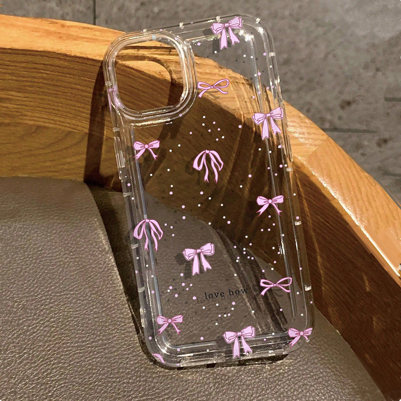 Colorful Bow Print Clear Case  - Phone Cases Dior review and price