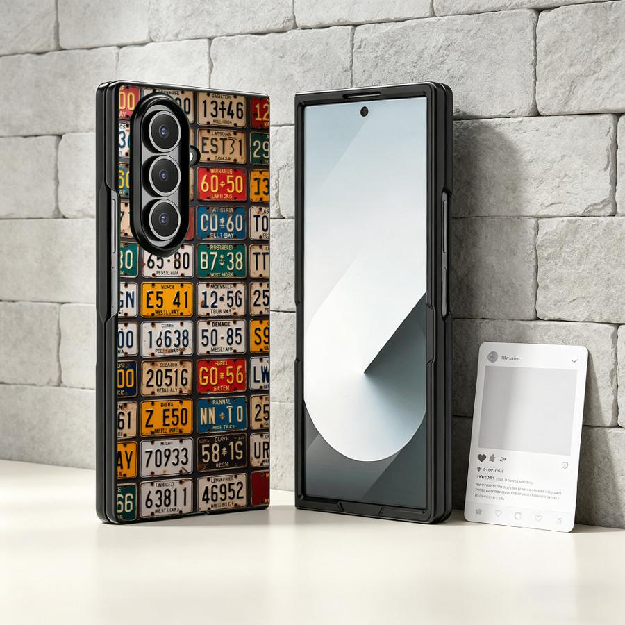 Retro License Plate Phone Cove - Phone Cases Z Fold 7 review and price